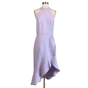 Backless High-Low Sheath Cocktail Dress Size 10 Purple Ruffled Halter by AQUA